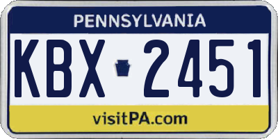 PA license plate KBX2451