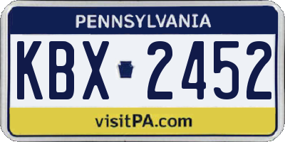 PA license plate KBX2452