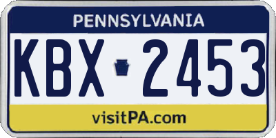 PA license plate KBX2453