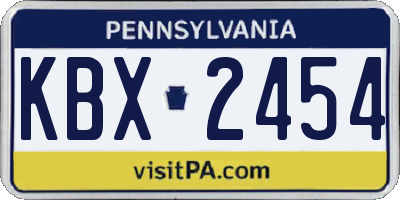 PA license plate KBX2454