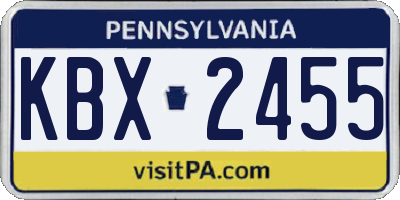 PA license plate KBX2455