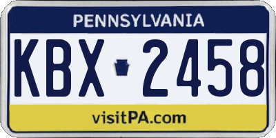 PA license plate KBX2458