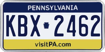 PA license plate KBX2462