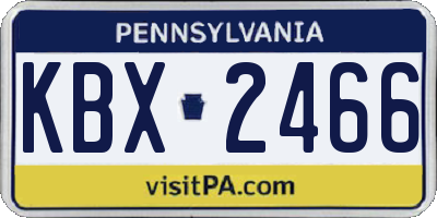 PA license plate KBX2466