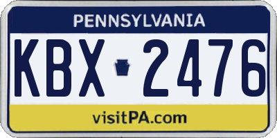 PA license plate KBX2476