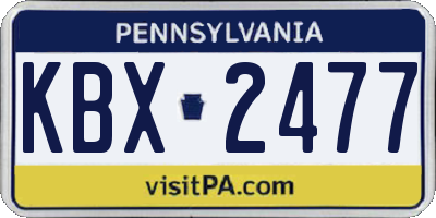 PA license plate KBX2477