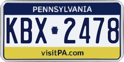 PA license plate KBX2478