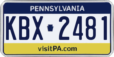 PA license plate KBX2481
