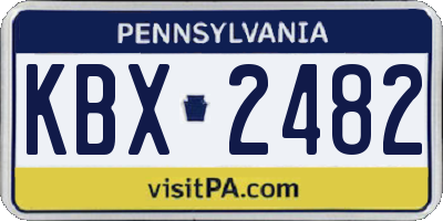 PA license plate KBX2482