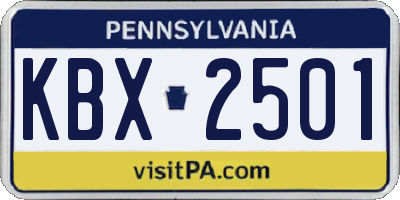 PA license plate KBX2501