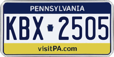 PA license plate KBX2505