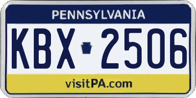 PA license plate KBX2506