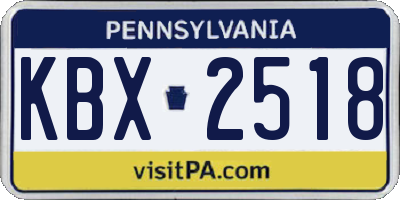 PA license plate KBX2518