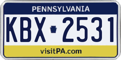 PA license plate KBX2531