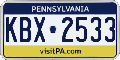PA license plate KBX2533