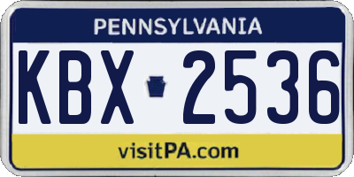 PA license plate KBX2536