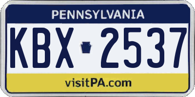 PA license plate KBX2537