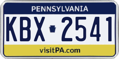 PA license plate KBX2541