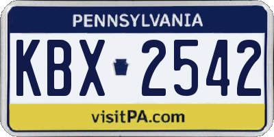 PA license plate KBX2542