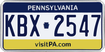 PA license plate KBX2547