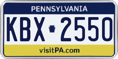 PA license plate KBX2550