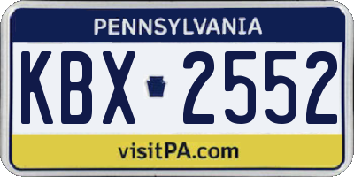 PA license plate KBX2552