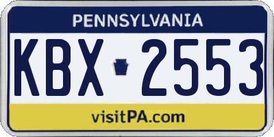 PA license plate KBX2553