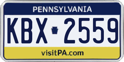 PA license plate KBX2559