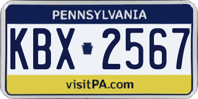 PA license plate KBX2567