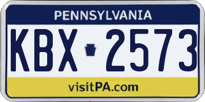 PA license plate KBX2573