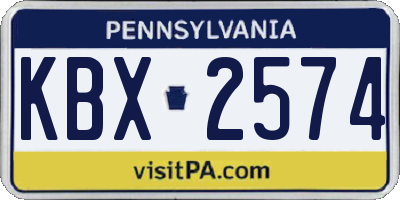 PA license plate KBX2574