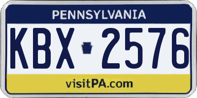 PA license plate KBX2576