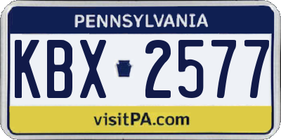 PA license plate KBX2577