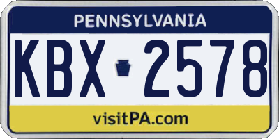 PA license plate KBX2578