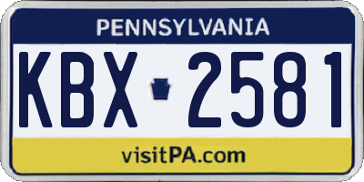 PA license plate KBX2581