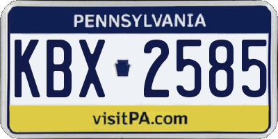 PA license plate KBX2585
