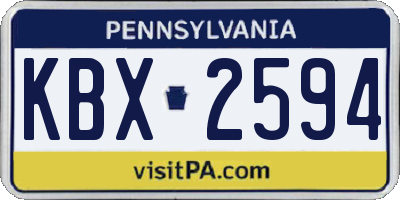 PA license plate KBX2594