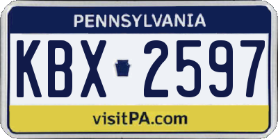 PA license plate KBX2597