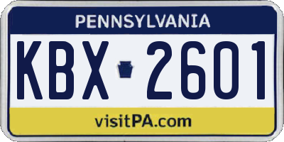 PA license plate KBX2601