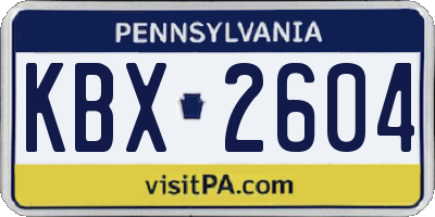 PA license plate KBX2604