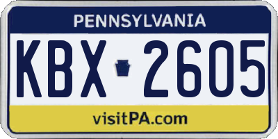 PA license plate KBX2605