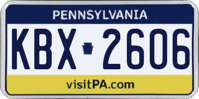 PA license plate KBX2606