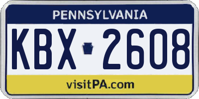 PA license plate KBX2608