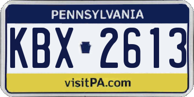 PA license plate KBX2613