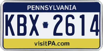 PA license plate KBX2614
