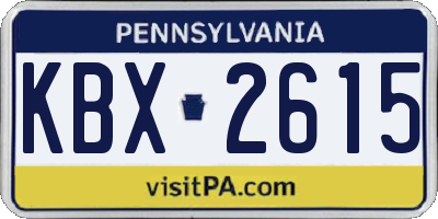 PA license plate KBX2615