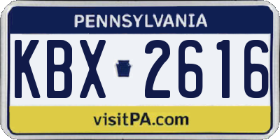 PA license plate KBX2616