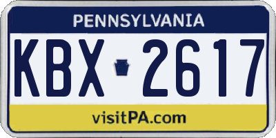 PA license plate KBX2617