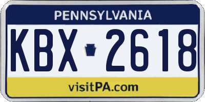 PA license plate KBX2618