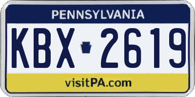 PA license plate KBX2619